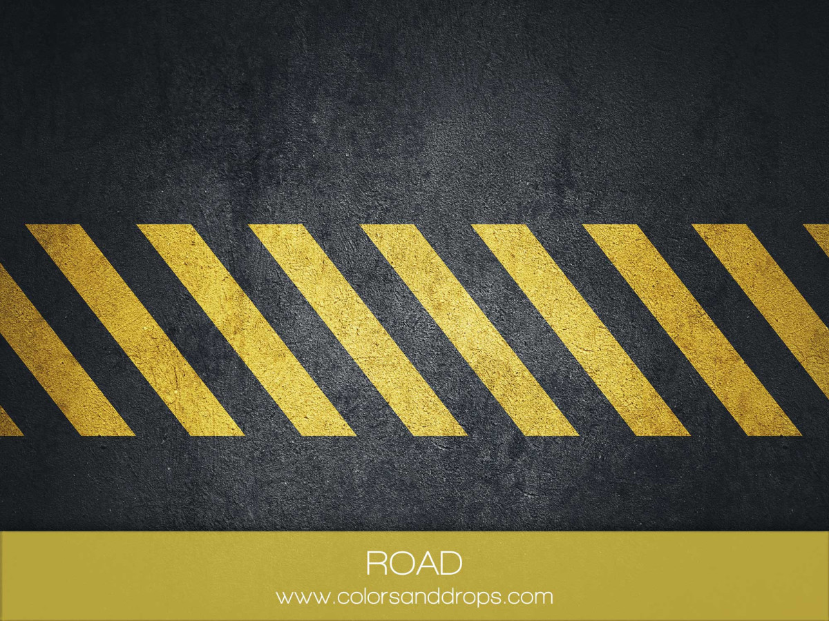 Photo floor Road – black asphalt with yellow warning stripes | Colors&Drops
