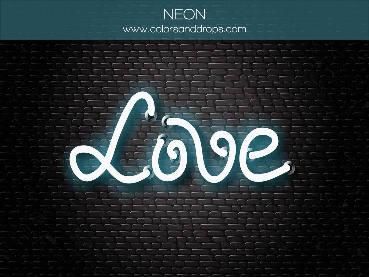 Valentine's Day photo backdrop Neon – love neon sign on black brick wall | Colors&Drops