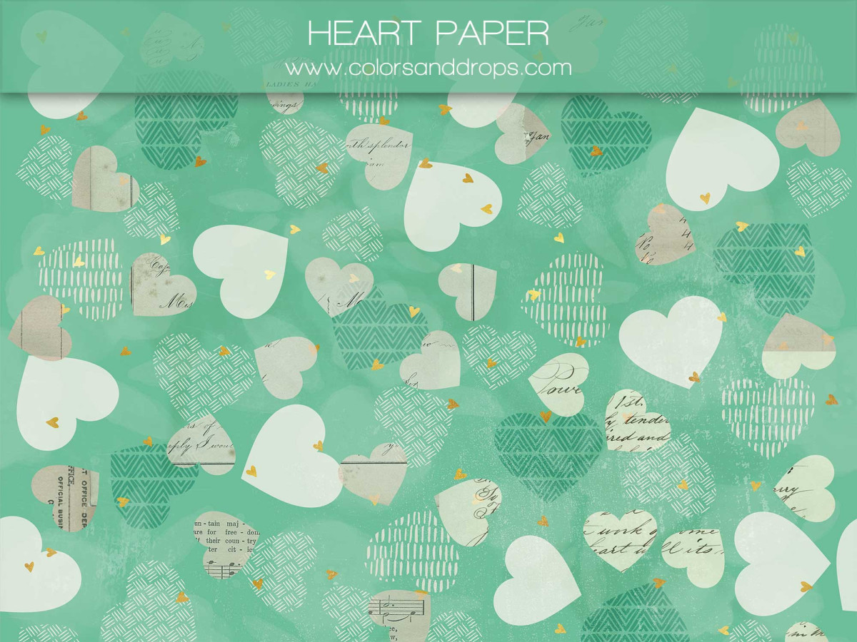 Valentine's Day photo backdrop Heart Paper – paper hearts pattern on mint green | Colors&Drops