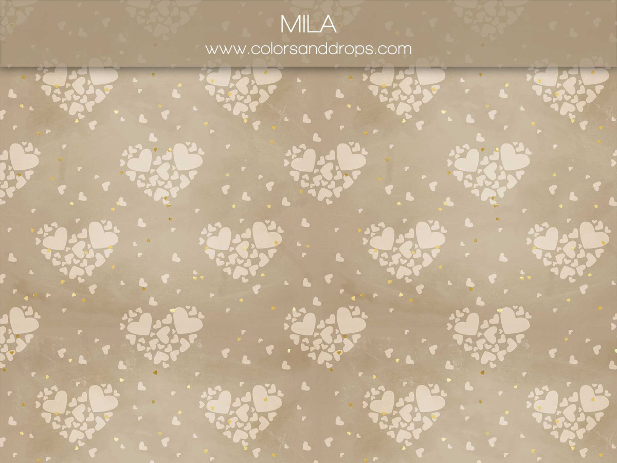 Valentine's Day photo backdrop Mila – white hearts pattern on taupe | Colors&Drops