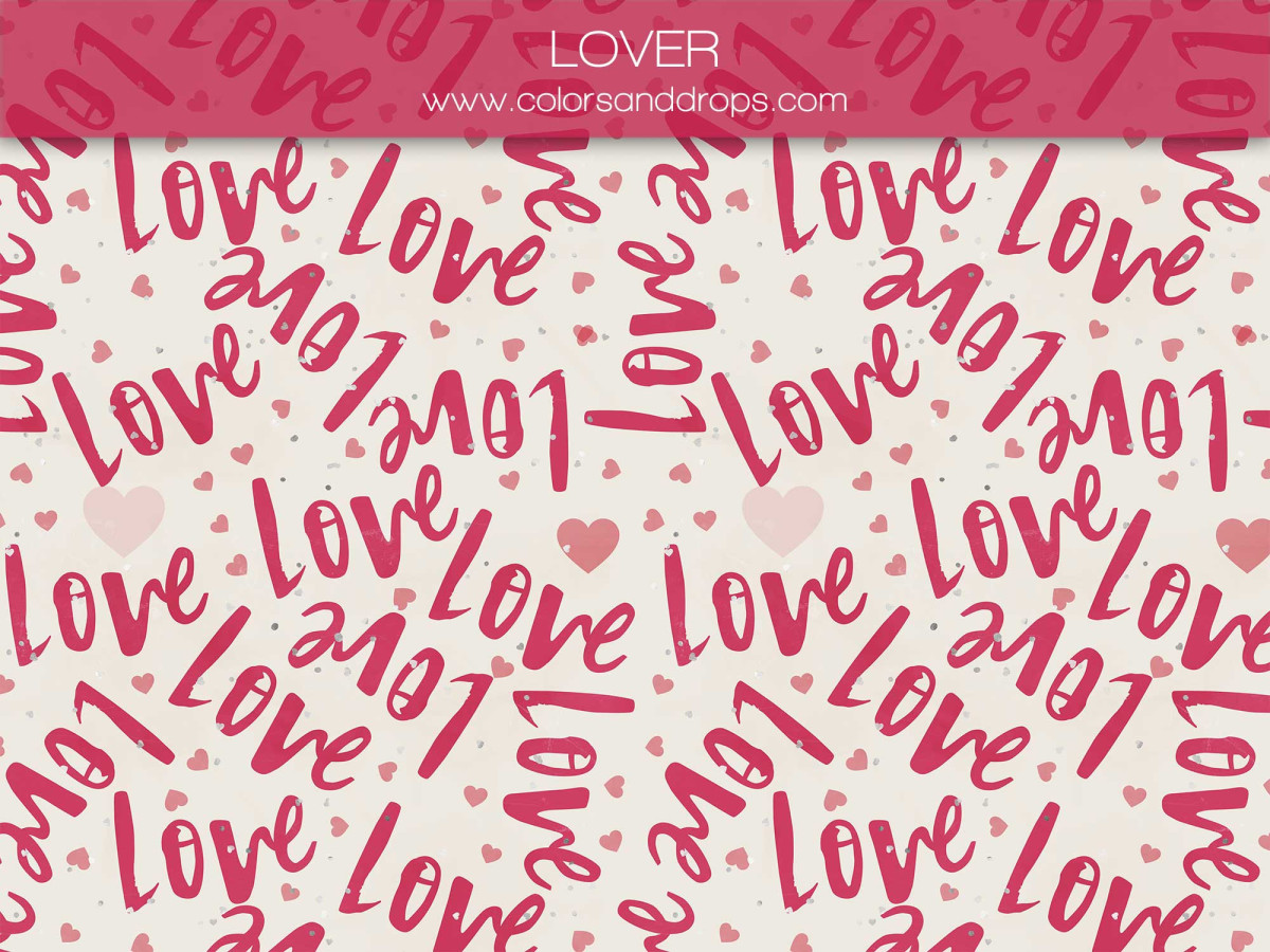 Photo backdrop Lover – pink Love lettering pattern | Colors&Drops