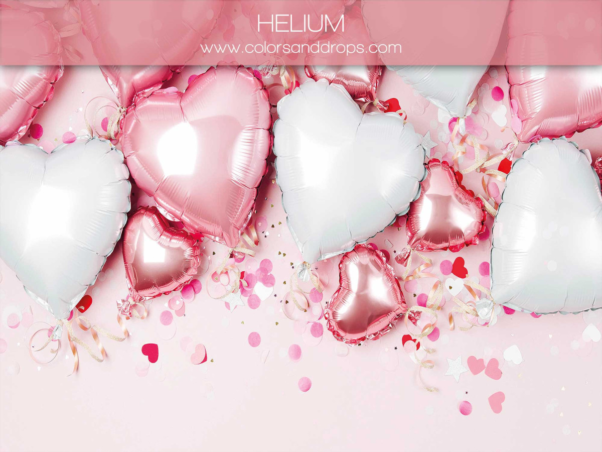 Valentine's Day photo backdrop Helium – pink and white heart balloons with confetti | Colors&Drops