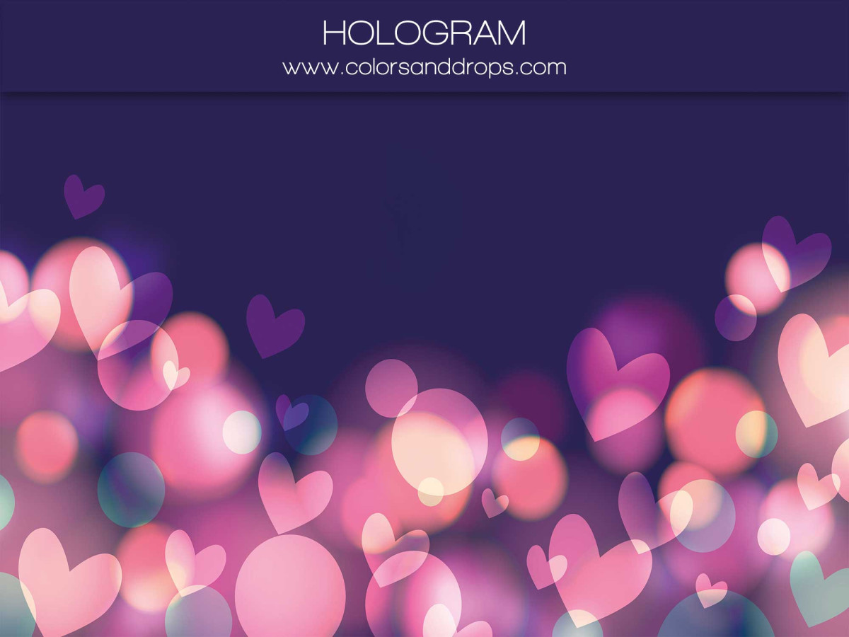 Valentine's Day photo backdrop Hologram – pink hearts bokeh on night purple | Colors&Drops