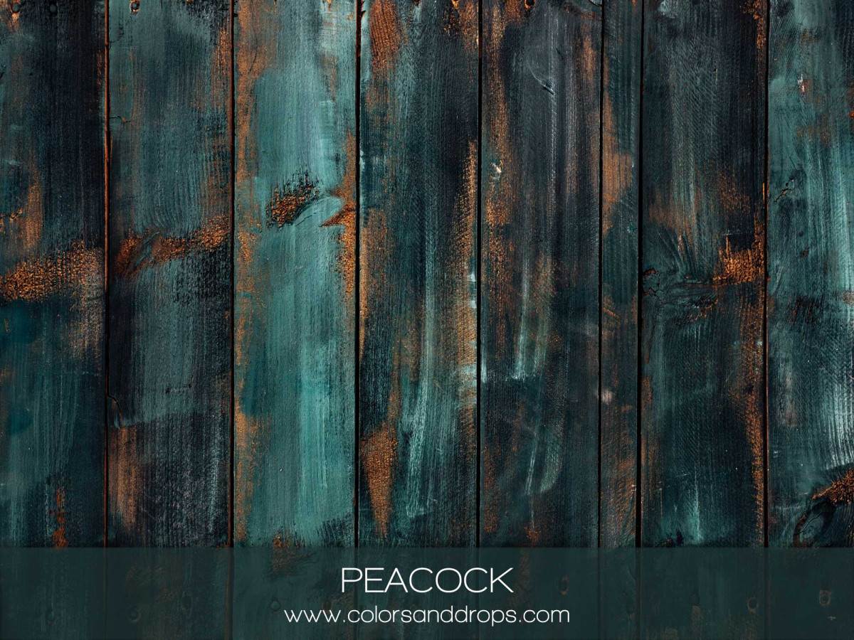 Sol photo Peacock – planches de bois bleu canard et rouille | Colors&Drops