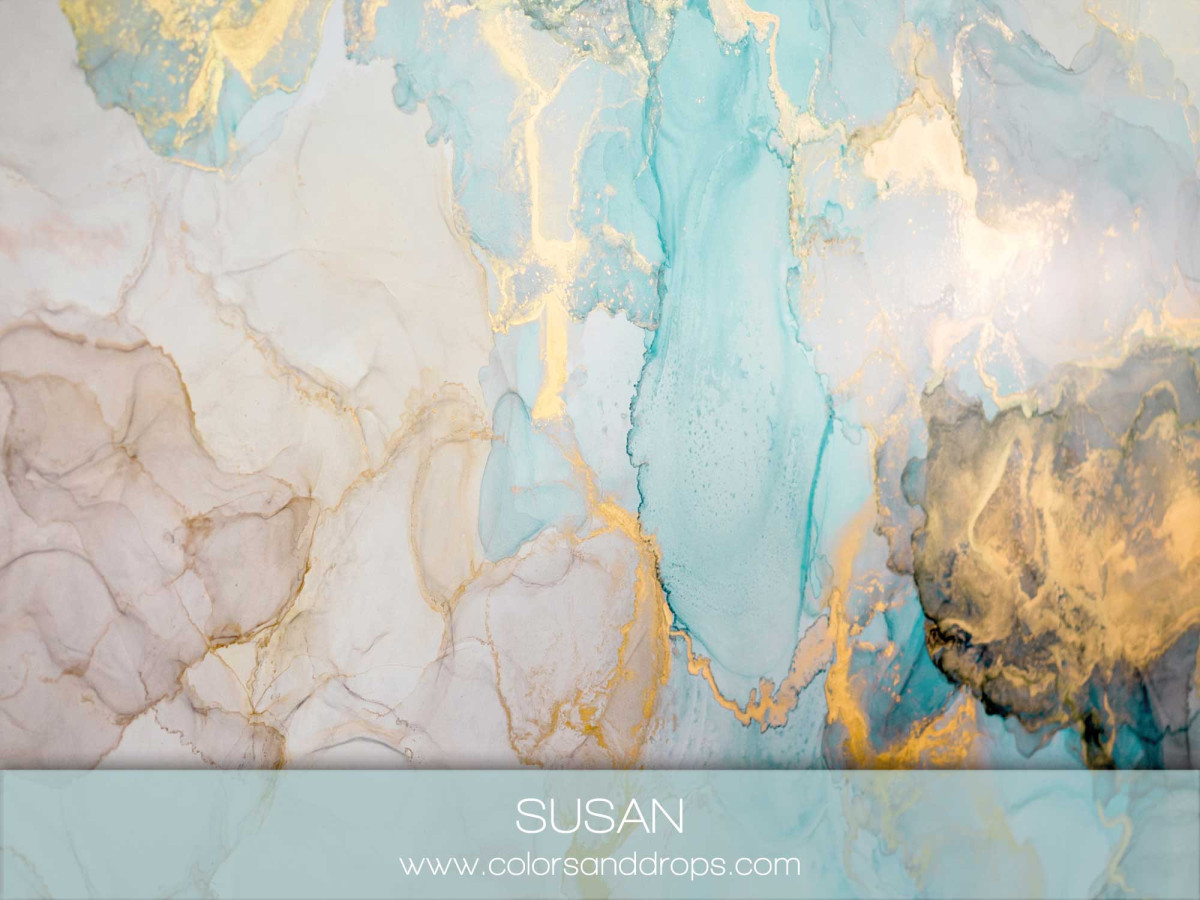 Turquoise textured photo backdrop & floor Susan – turquoise and gold alcohol ink texture | Colors&Drops