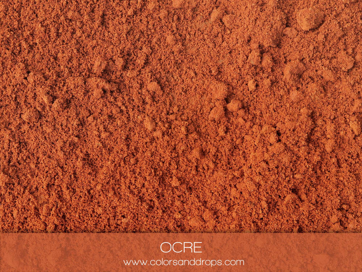 Fond photo texturé Ocre – sol en terre ocre orangée | Colors&Drops