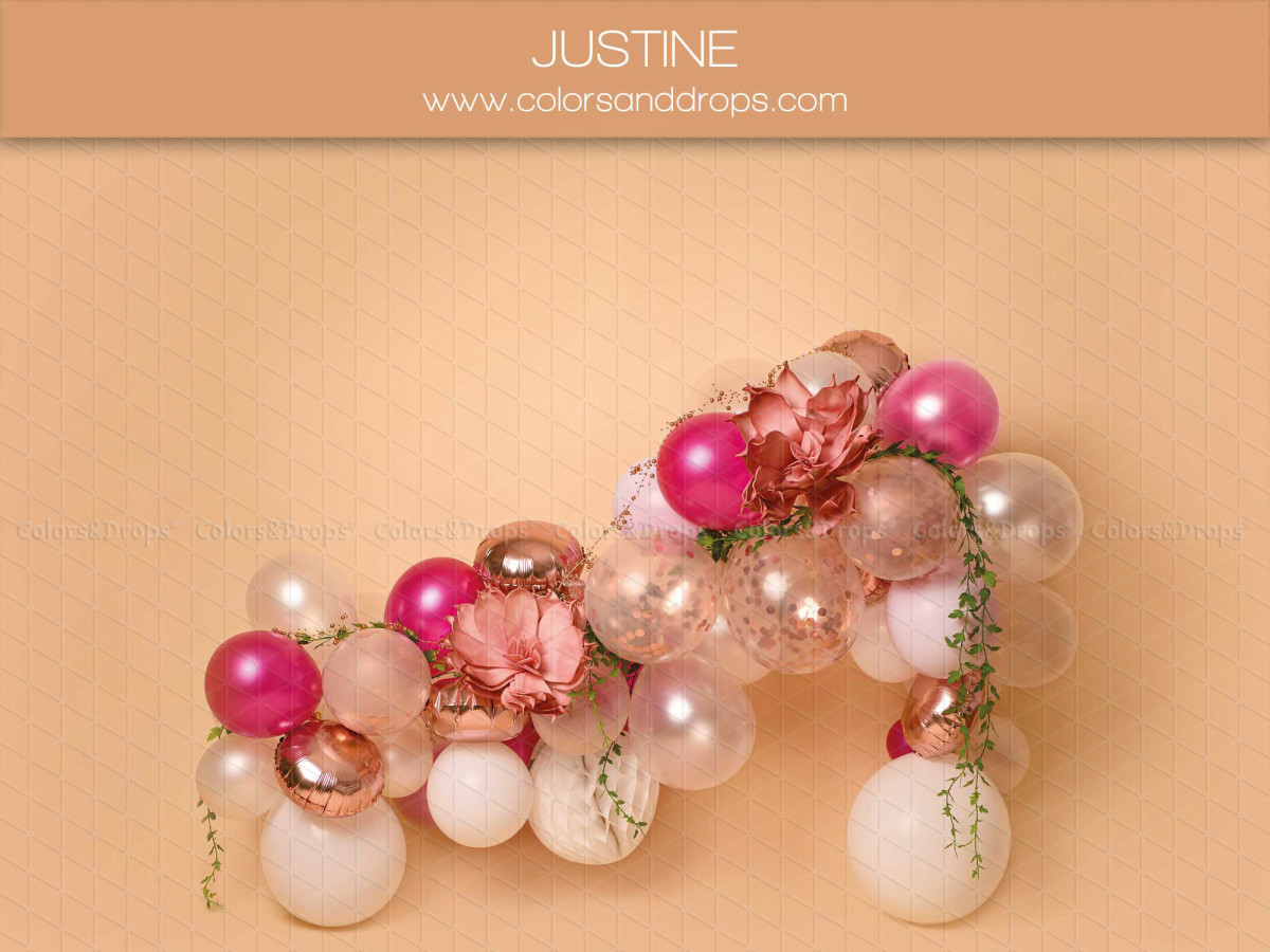 Baby & cake smash photo backdrop Justine – pink and fuchsia balloon arch with flowers | Colors&Drops