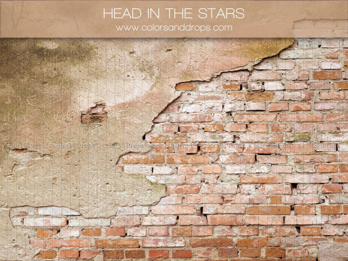 Photo backdrop Head in the Stars – brick wall with crumbling plaster | Colors&Drops