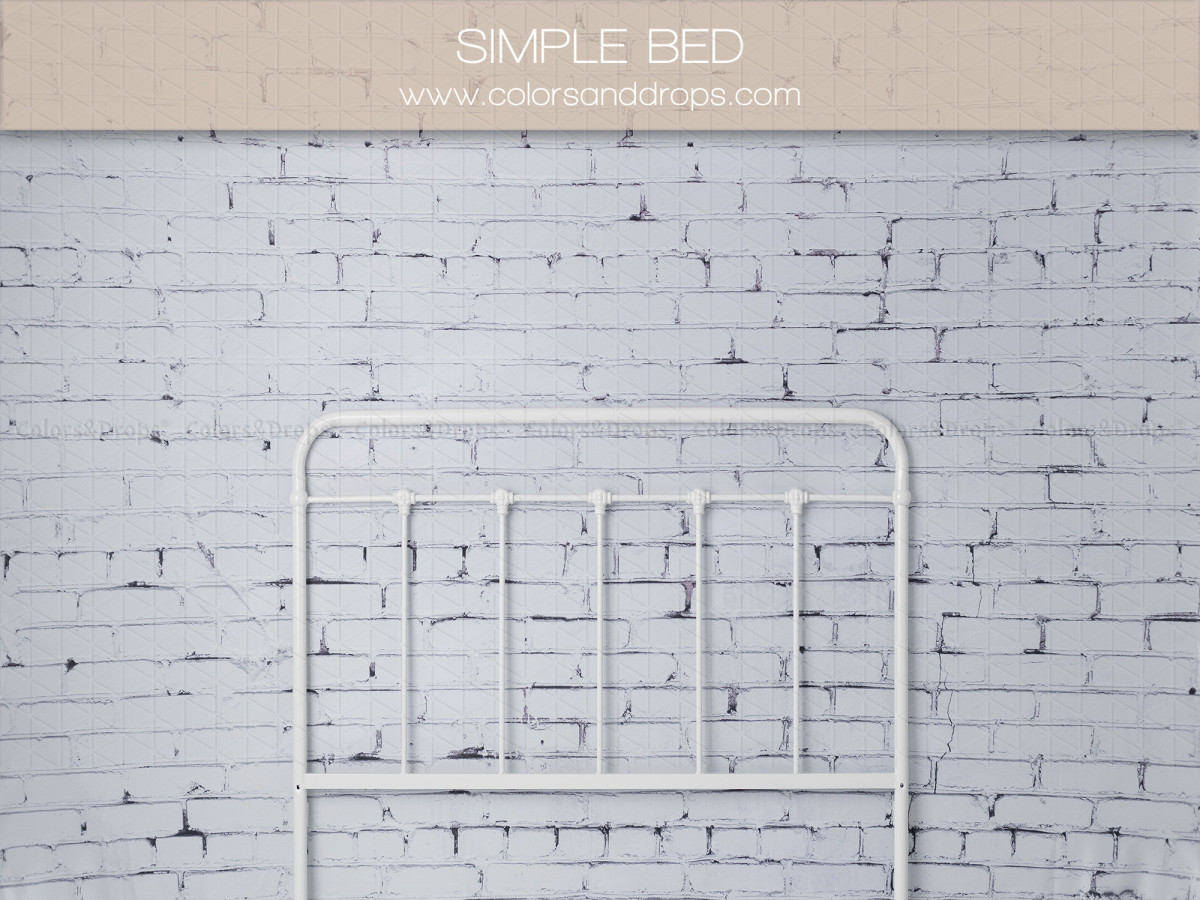 Fond photo de Noël Simple Bed – tête de lit en métal blanc devant mur en brique | Colors&Drops