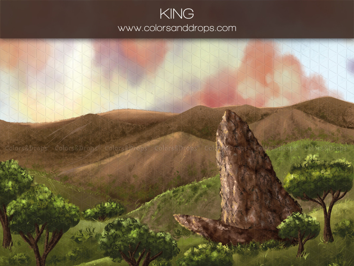 Baby & cake smash photo backdrop King – savanna landscape with rock and hills | Colors&Drops