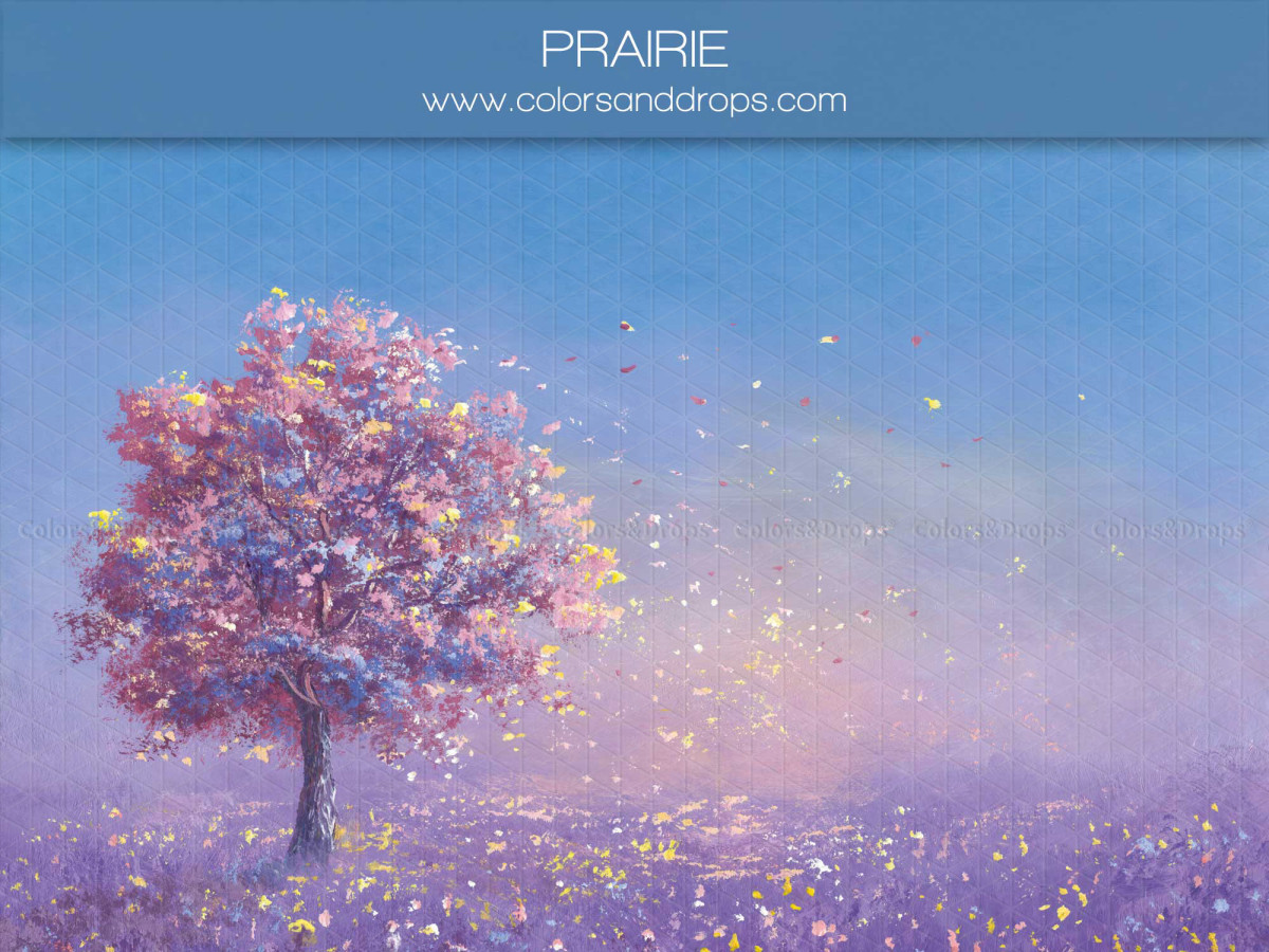 Baby & cake smash photo backdrop Prairie – purple blossoming tree in a meadow | Colors&Drops