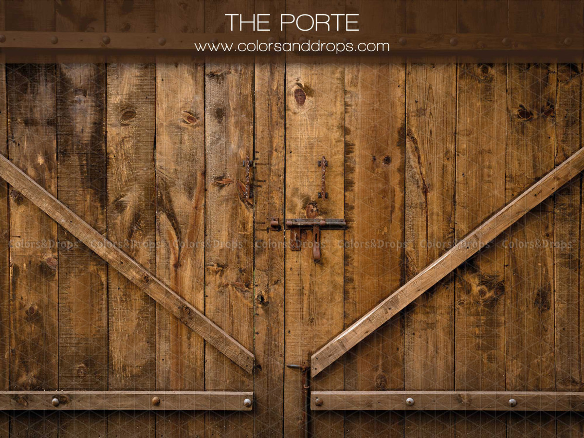 Fondo fotográfico The Porte – puerta de granero de madera marrón | Colors&Drops