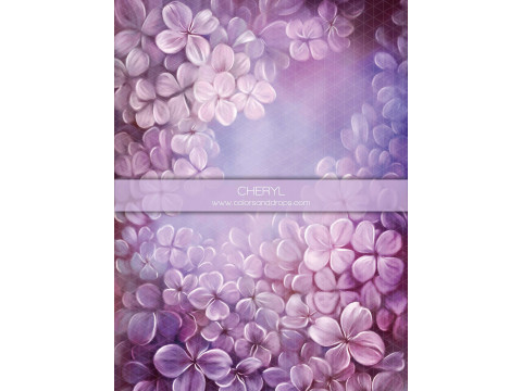 Fond photo grossesse et portrait Cheryl – fleurs roses et mauves en cadre | Colors&Drops