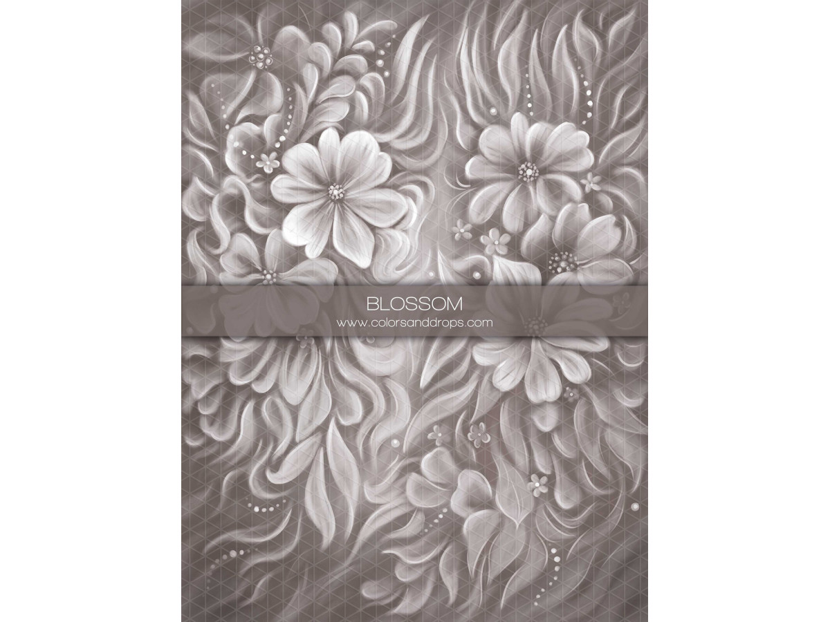 Fond photo grossesse et portrait Blossom – fleurs sculptées en relief gris | Colors&Drops