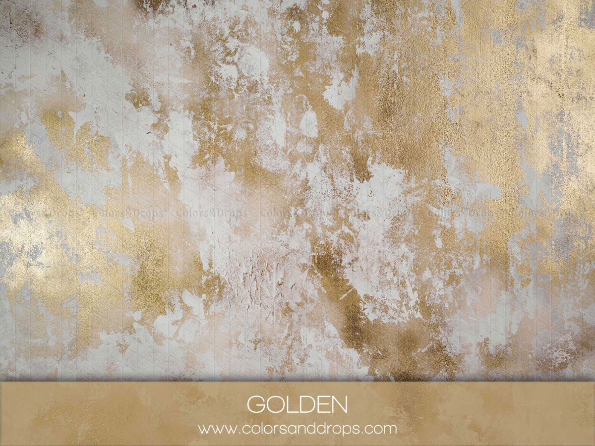 White textured photo backdrop & floor Golden – white plaster and gold leaf texture | Colors&Drops