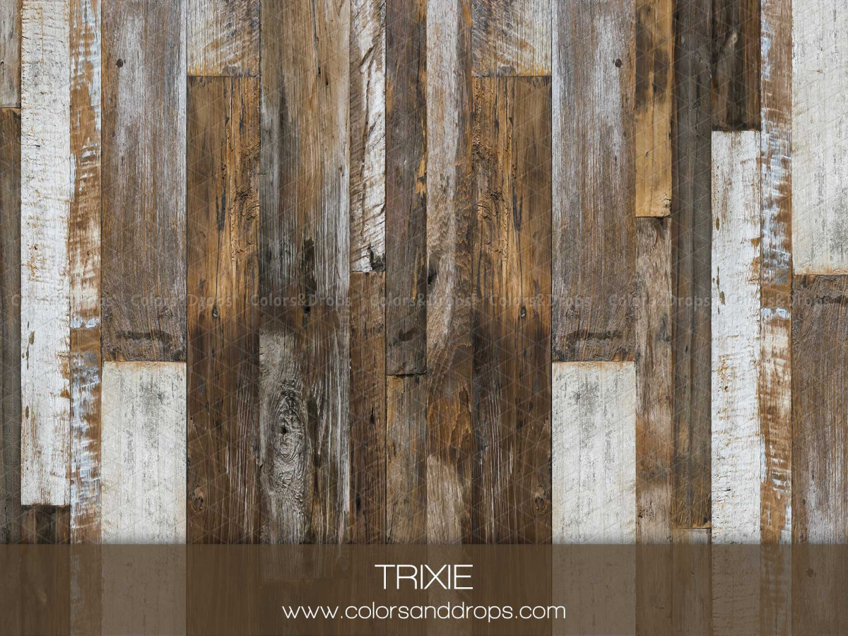 Sol photo Trixie – planches de bois de récupération brun et blanc | Colors&Drops