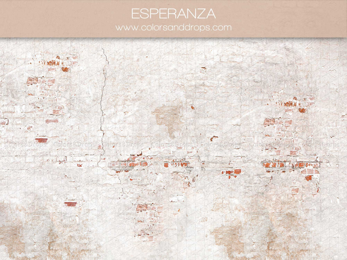 White textured photo backdrop Esperanza – crumbling white plastered wall with red bricks | Colors&Drops
