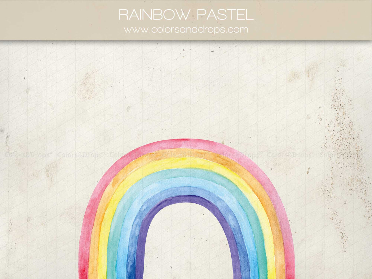 Fond photo bébé et smash cake Rainbow Pastel – arc-en-ciel pastel à l'aquarelle sur mur crème | Colors&Drops