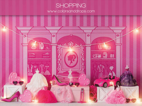 Fondo fotográfico de bebé y smash cake Shopping – boutique de moda rosa con vestidos y accesorios | Colors&Drops