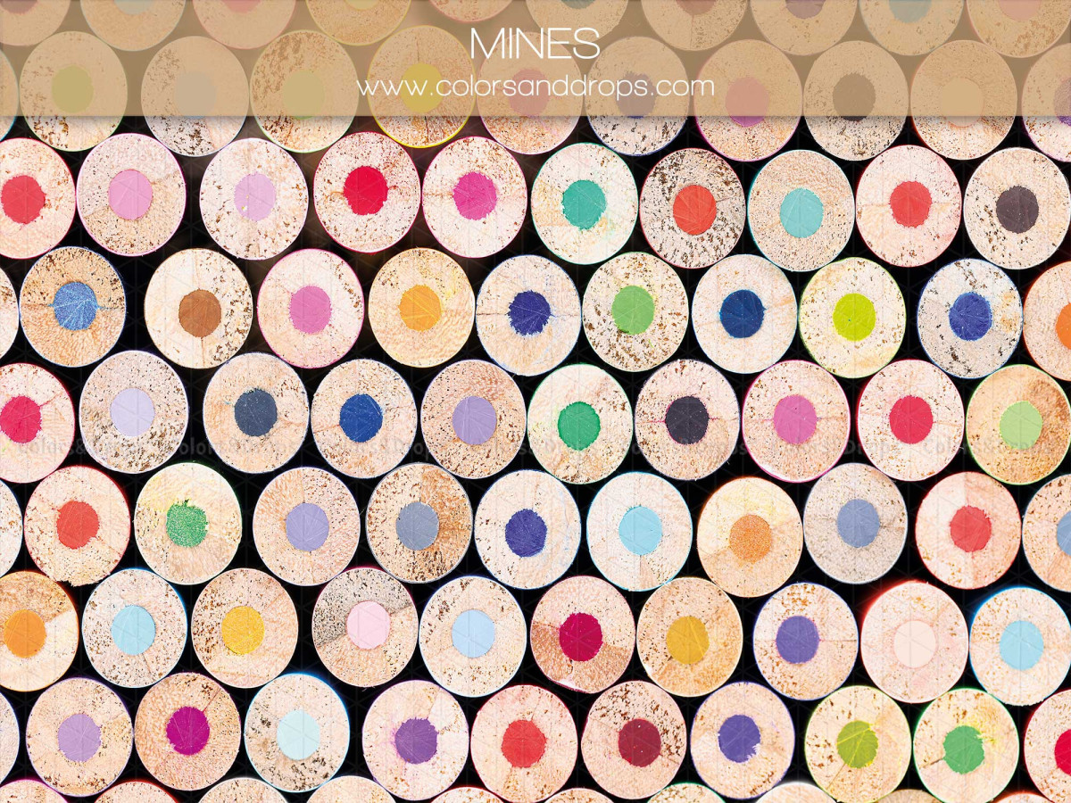 Fond photo scolaire Mines – bouts de crayons de couleur vus de face | Colors&Drops