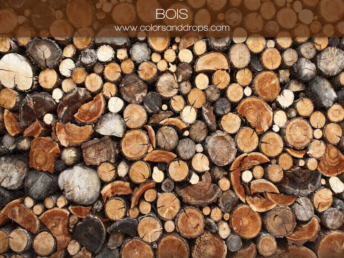 Fond photo marron texturé Bois – pile de bûches de bois coupées | Colors&Drops