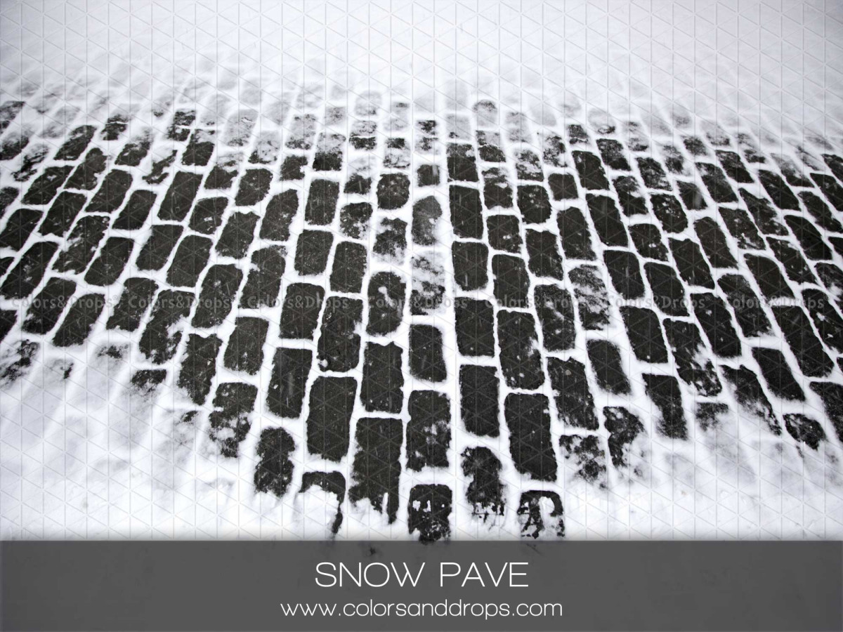 Fondo y suelo fotográficos de Navidad Snow Pave – suelo de adoquines nevados en perspectiva | Colors&Drops