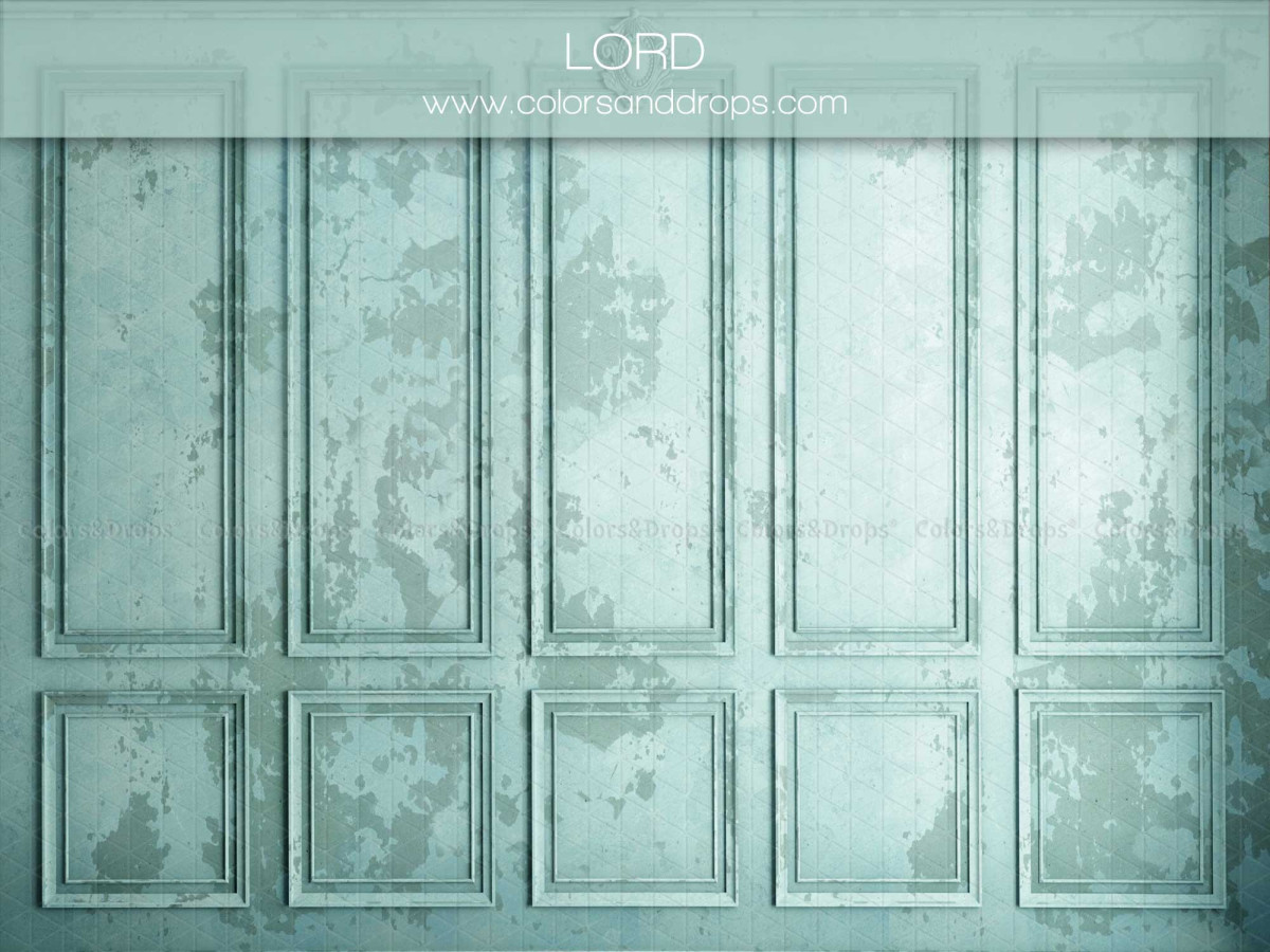 Fond photo d'hiver Lord – boiseries moulurées vert d'eau patinées | Colors&Drops