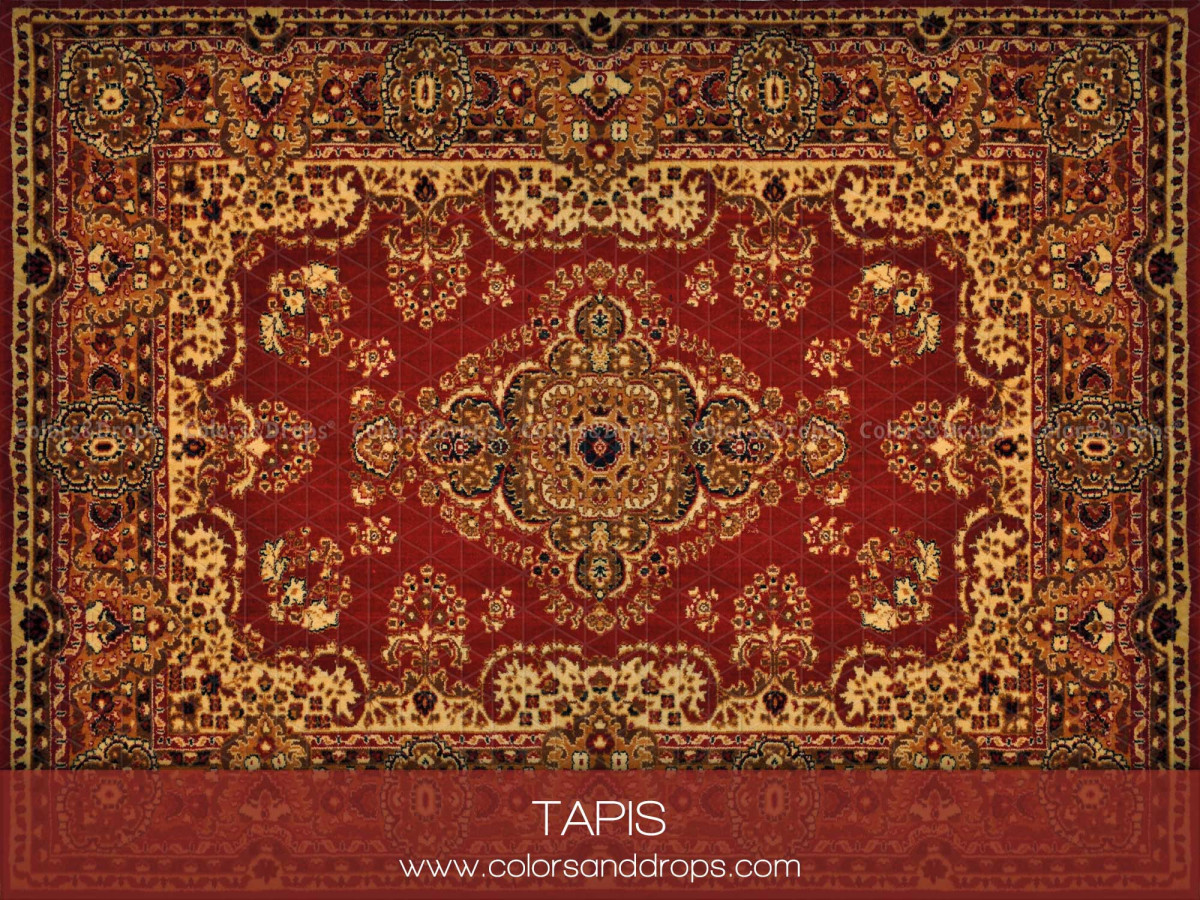 Photo floor Tapis – red and gold oriental rug | Colors&Drops