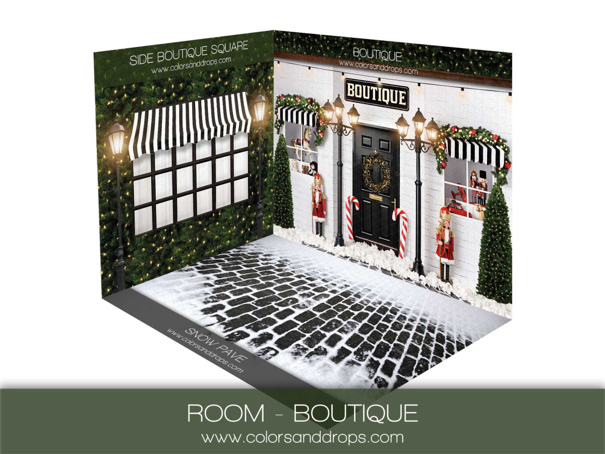 Fond photo d'angle de Noël Boutique – boutique de Noël et vitrine à auvent | Colors&Drops
