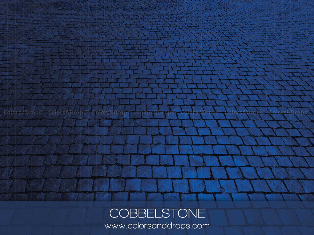 Photo floor Cobbelstone – dark blue cobblestone floor | Colors&Drops