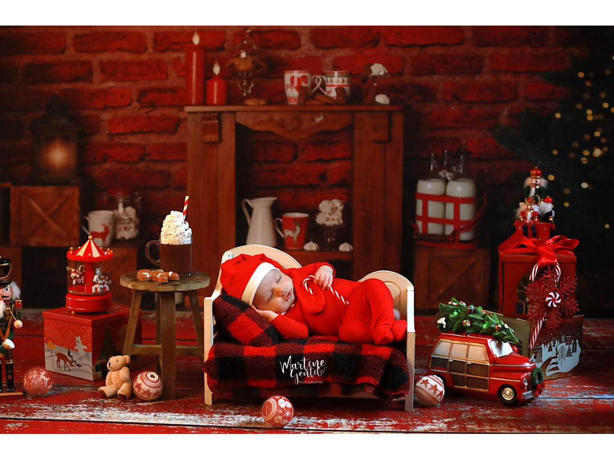 Fond photo d'angle Douceur de Noel – mur en brique rouge de Noël | Colors&Drops