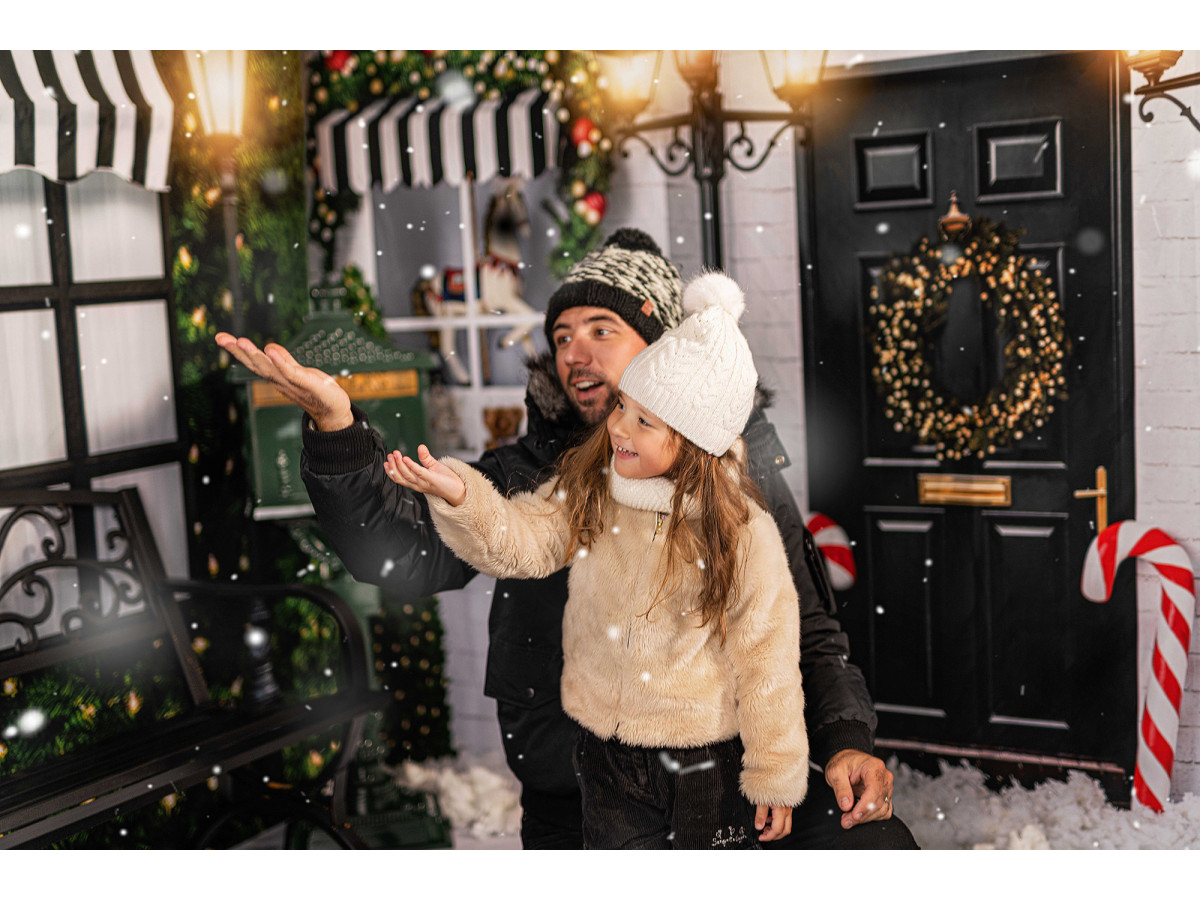 Fond photo d'angle de Noël Boutique – boutique de Noël et vitrine à auvent | Colors&Drops