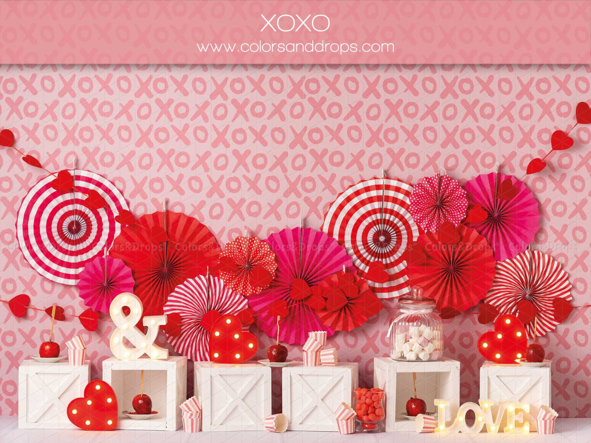Fond photo Saint-Valentin Xoxo – papier peint XOXO avec rosaces rouges et cœurs | Colors&Drops