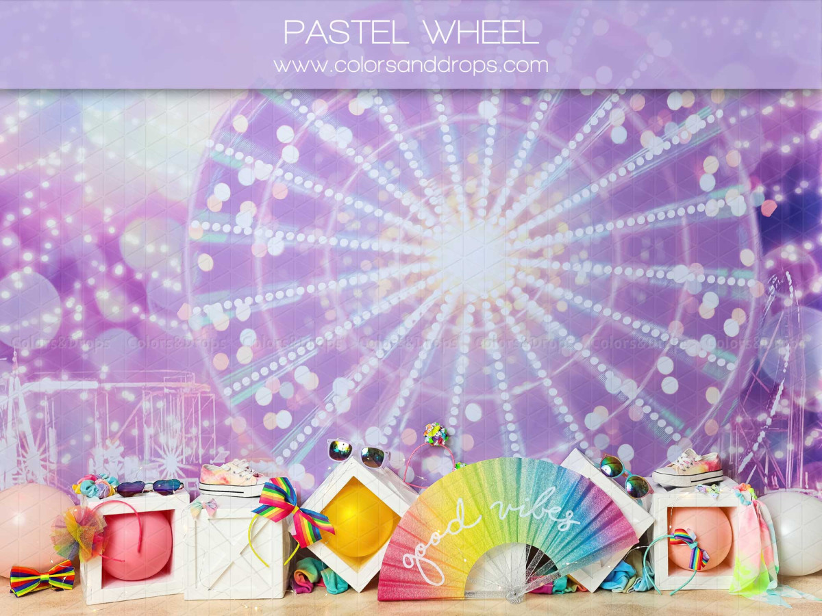 Baby & cake smash photo backdrop Pastel Wheel – pastel Ferris wheel with rainbow fan | Colors&Drops