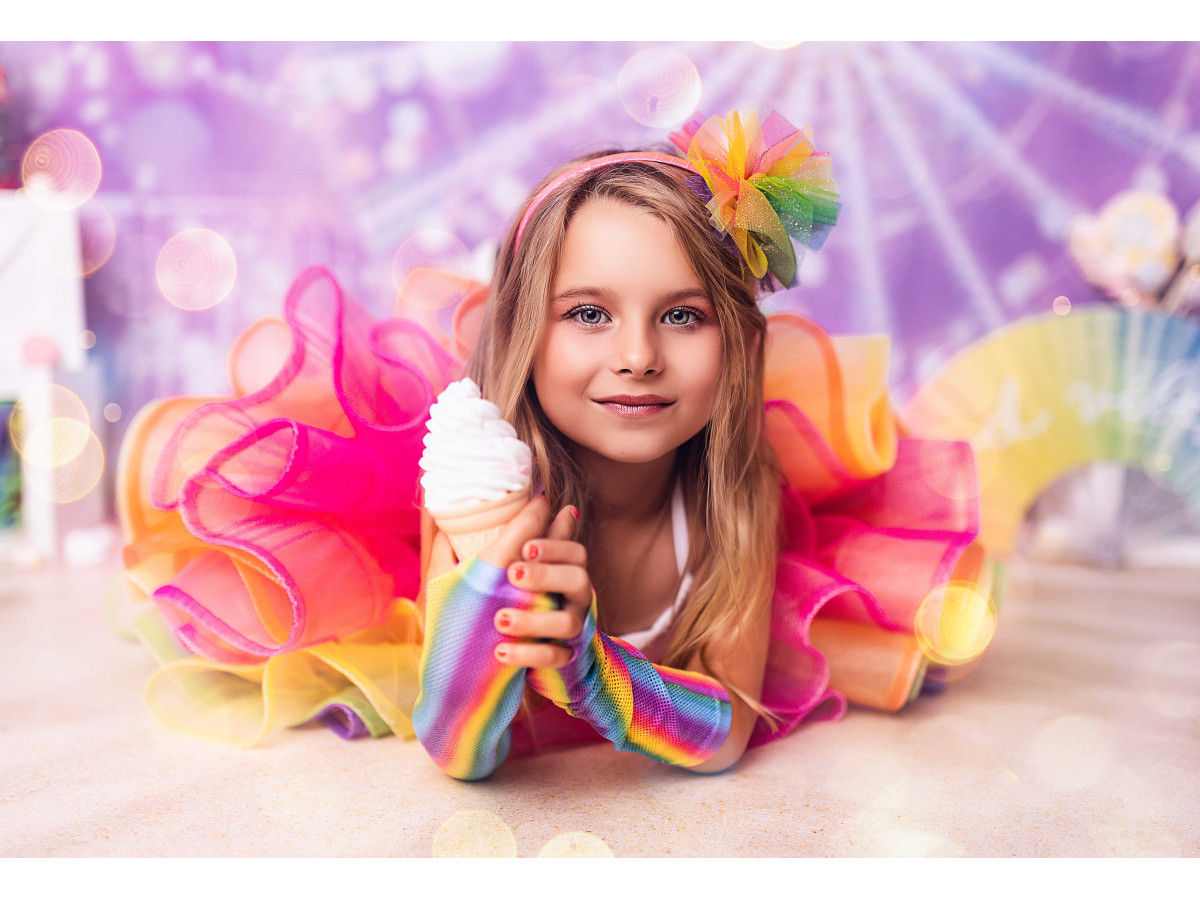 Baby & cake smash photo backdrop Pastel Wheel – pastel Ferris wheel with rainbow fan | Colors&Drops