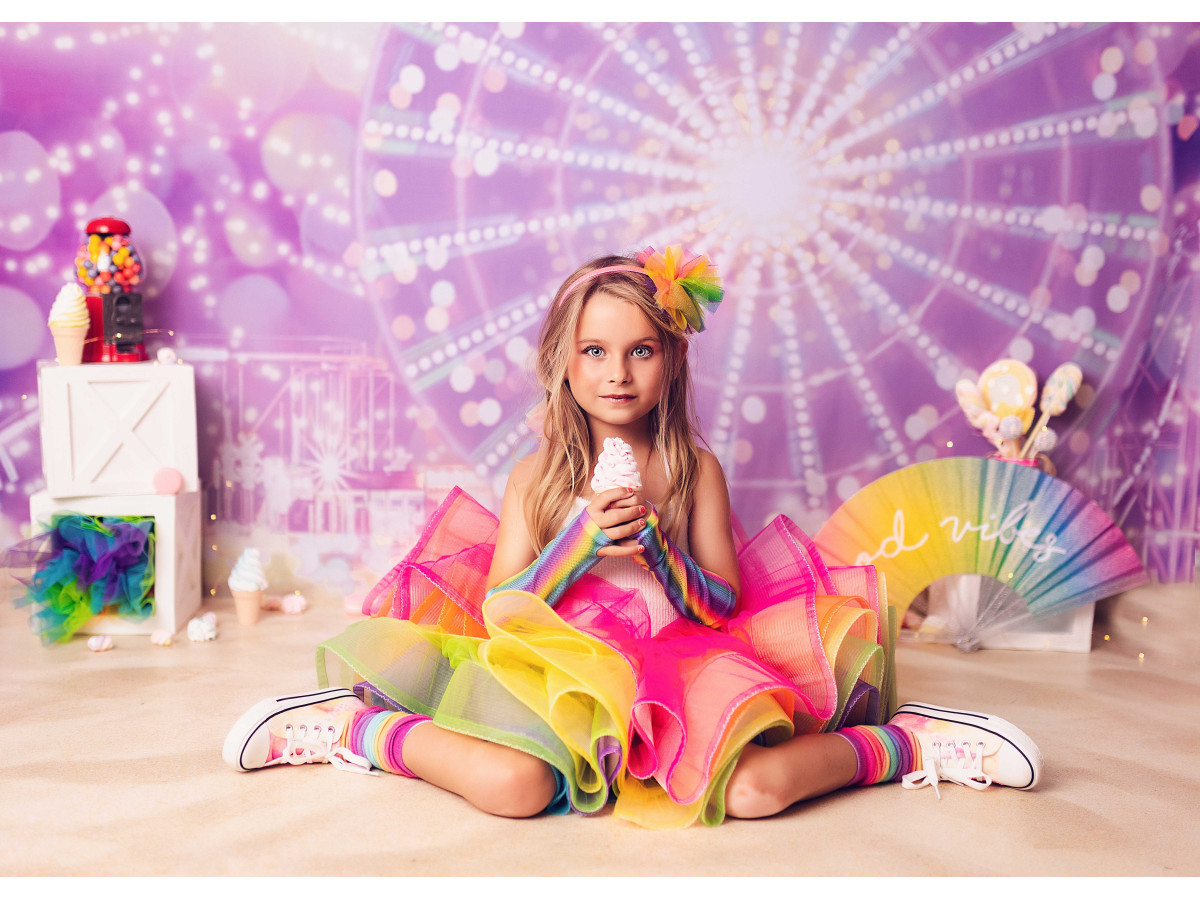 Baby & cake smash photo backdrop Pastel Wheel – pastel Ferris wheel with rainbow fan | Colors&Drops