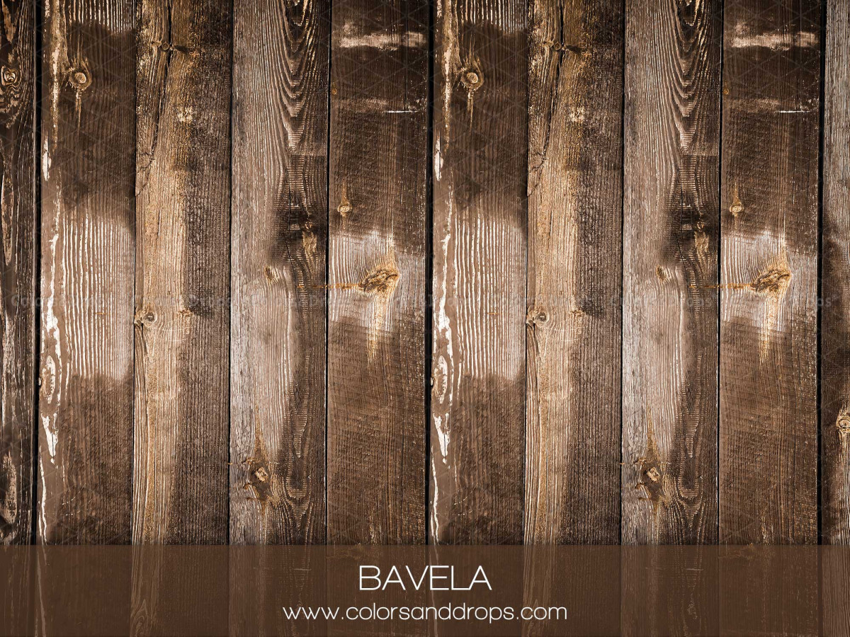 Sol photo Bavela – planches de bois foncé avec nœuds | Colors&Drops