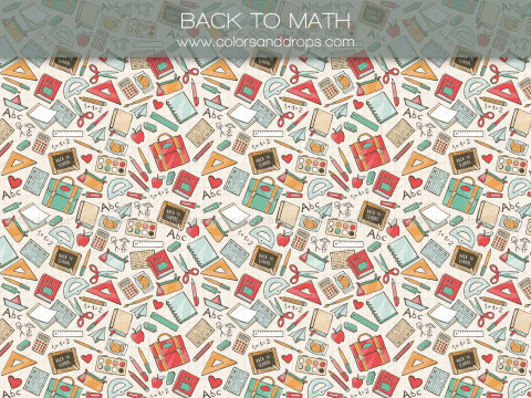 Fondo fotográfico escolar Back to Math – motivo de material escolar sobre fondo crema | Colors&Drops