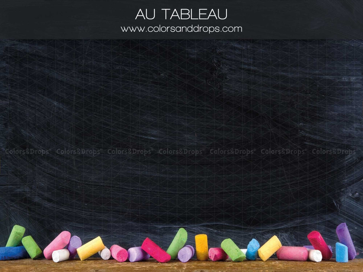 School portrait photo backdrop Au Tableau – blackboard with colored chalk | Colors&Drops