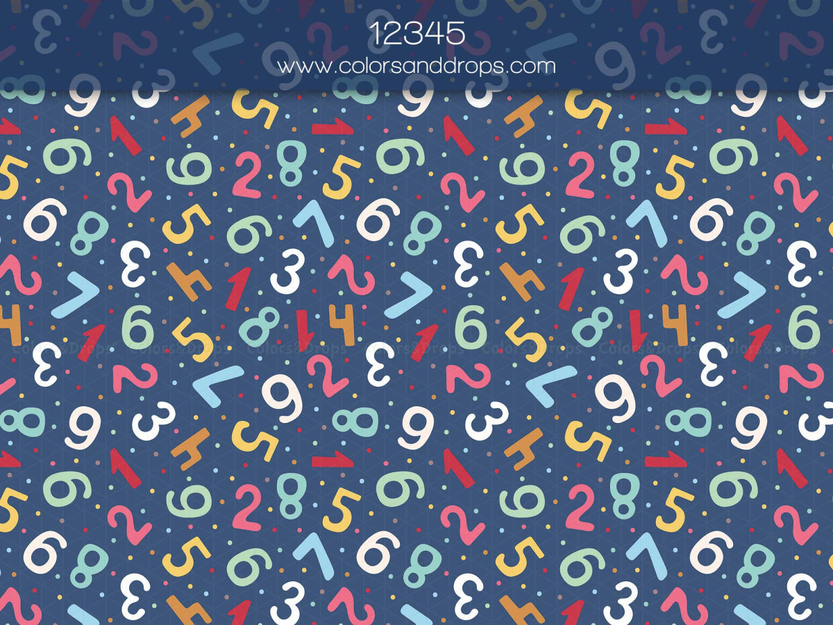School portrait photo backdrop 12345 – colorful numbers pattern on navy background | Colors&Drops