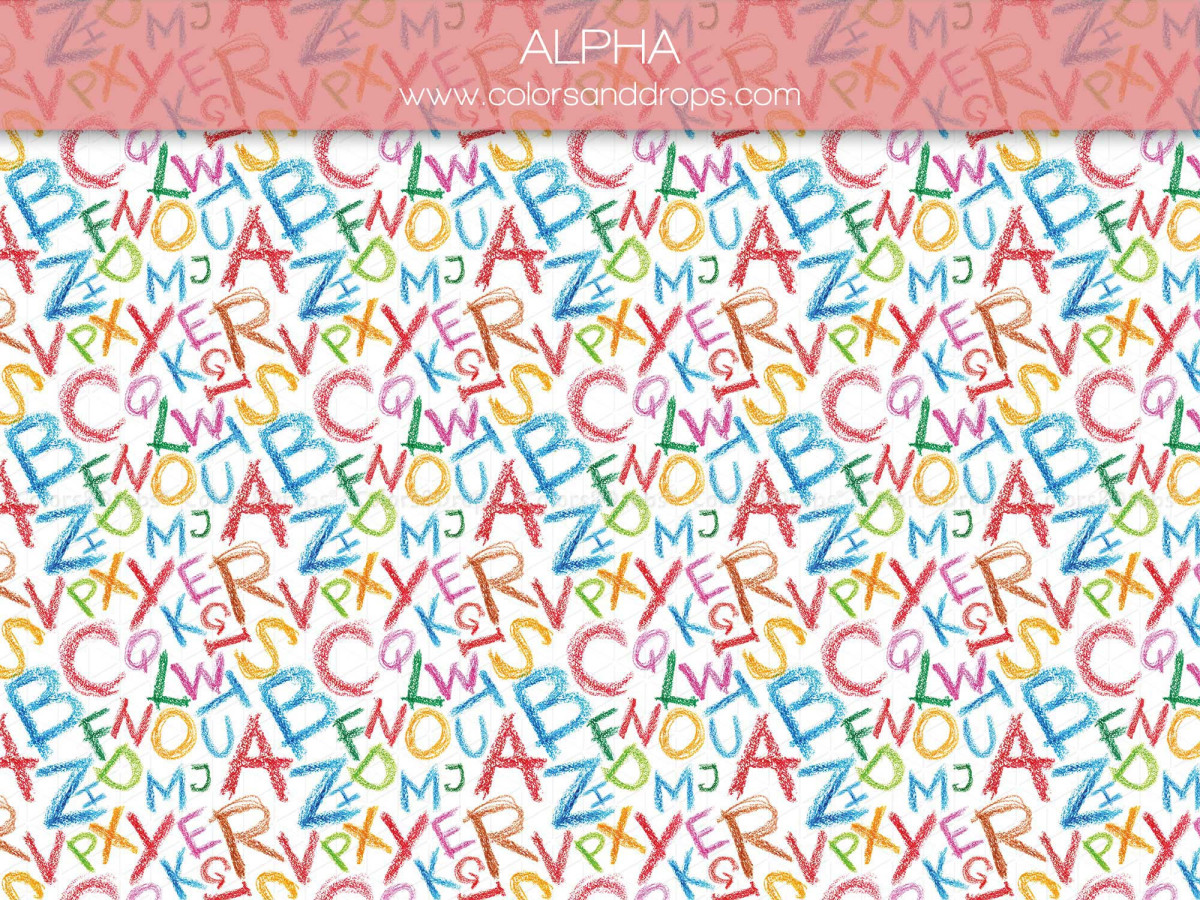 School portrait photo backdrop Alpha – interlaced colorful letters pattern | Colors&Drops