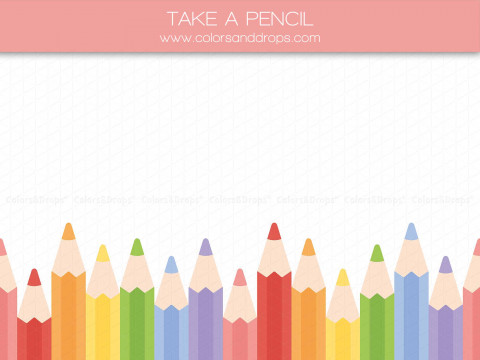Fondo fotográfico escolar Take a Pencil – lápices de colores en el borde sobre fondo blanco | Colors&Drops