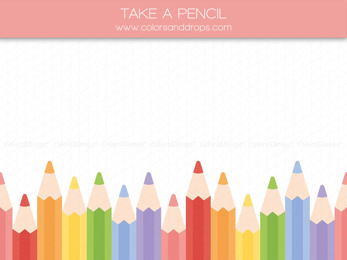 Fondo fotográfico escolar Take a Pencil – lápices de colores en el borde sobre fondo blanco | Colors&Drops