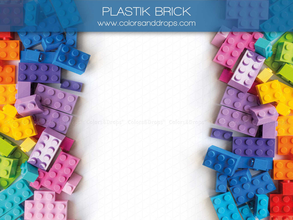 School portrait photo backdrop Plastik Brick – colorful building bricks around the edge | Colors&Drops