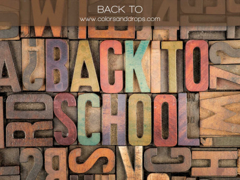 Fondo fotográfico escolar Back to – letras tipográficas de madera back to school | Colors&Drops