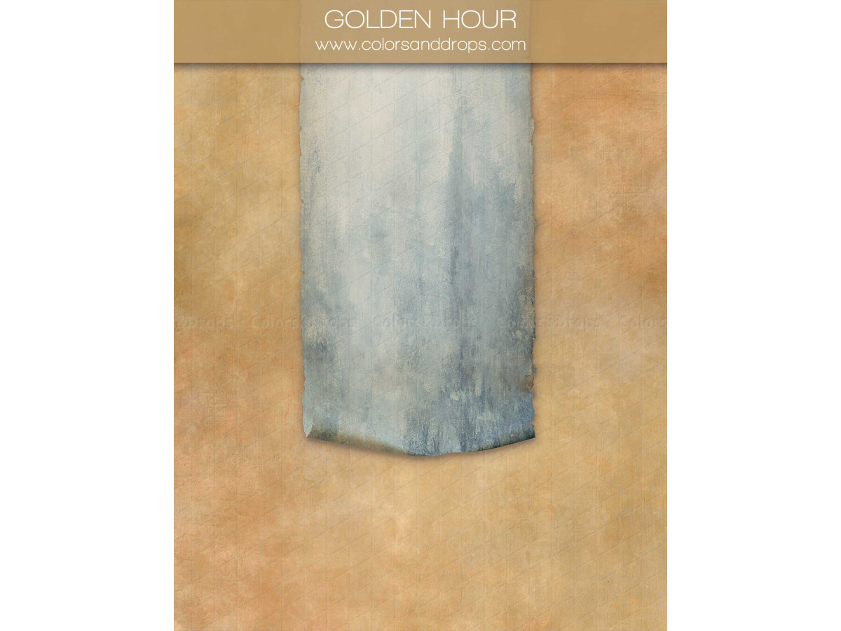 Fondo fotográfico ocre texturizado Golden Hour – textura ocre anaranjado con paño de tela azul gris | Colors&Drops