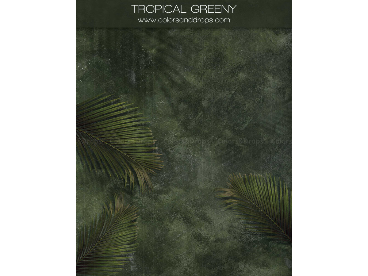 Fond photo grossesse et portrait Tropical Greeny – texture vert foncé avec feuilles de palmier | Colors&Drops
