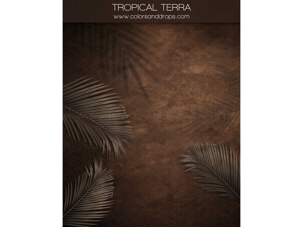 Fond photo grossesse et portrait Tropical Terra – texture brun foncé avec feuilles de palmier | Colors&Drops