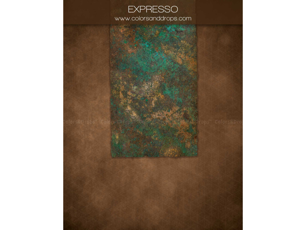 Fondo fotográfico marrón texturizado Expresso – textura marrón con paño de tela verde cobrizo | Colors&Drops