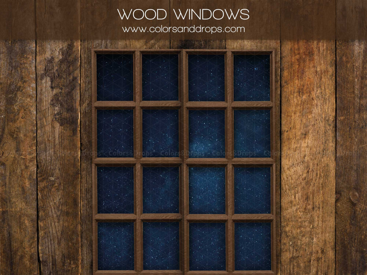 Christmas photo backdrop Wood Windows – large night window on wooden wall | Colors&Drops